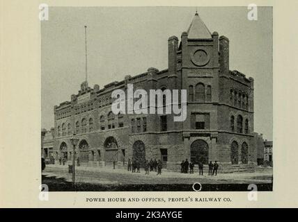 Powerhouse e uffici, People's Railway Co.from l'articolo LE FERROVIE DI STRADA DELLA ST. LOUIS, Missouri di William H. Bryan, M. E. dalla rivista di ingegneria DEDICATA AL PROGRESSO INDUSTRIALE Volume VIII Aprile-Settembre, 1895 NEW YORK The Engineering Magazine Co Foto Stock