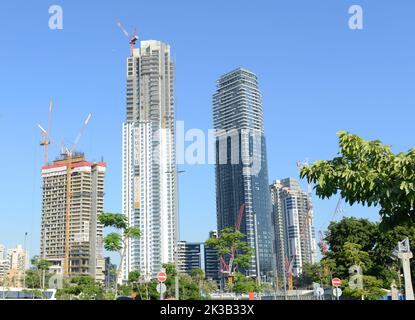 Cambiare skyline a Tel-Aviv, Israele. Foto Stock