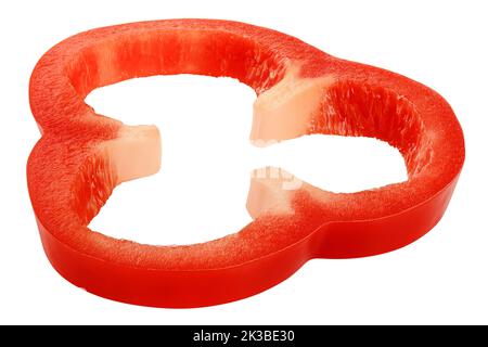 fetta di peperone dolce, paprika, isolata su fondo bianco, percorso di ritaglio, profondità di campo completa Foto Stock