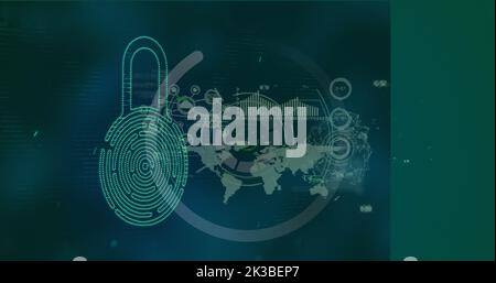 Immagine dell'elaborazione dei dati su lucchetto Foto Stock