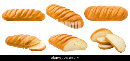 pane, pane lungo, isolato su fondo bianco, percorso di ritaglio, piena profondità di campo Foto Stock