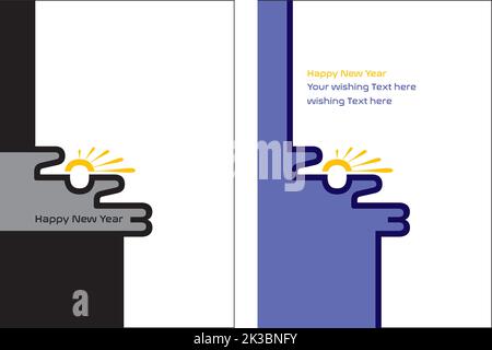 2023 Happy New Year logo testo design. modello di design a 2023 numeri. Collezione di 2023 simboli felice anno nuovo. Illustrazione vettoriale con nuovo sole che sorge Illustrazione Vettoriale