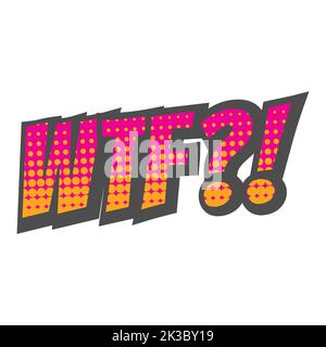 WTF! 3d lettere con vettore mezzitoni. WTF scrittura colorata pop art. Illustrazione Vettoriale