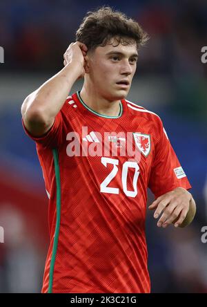 Cardiff, Regno Unito. 25th Set, 2022. Daniel James del Galles durante la partita della UEFA Nations League al Cardiff City Stadium di Cardiff. Il credito dell'immagine dovrebbe essere: Darren Staples/Sportimage Credit: Sportimage/Alamy Live News Foto Stock