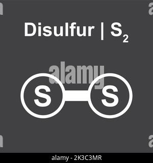 Modello molecolare della molecola di Disulfur (S2). Illustrazione vettoriale. Illustrazione Vettoriale