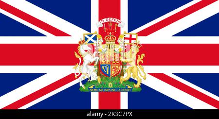 Bandiera del Regno Unito con stemma reale usato in Scozia 3D illustrazione Foto Stock