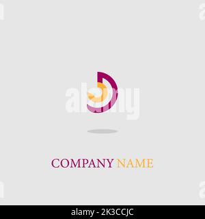 Un logo minimalistico icona design e il nome della società isolato su uno sfondo grigio Illustrazione Vettoriale