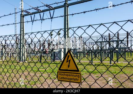 Sottostazione dell'impianto di stoccaggio a pompa di Niederwartha a Dresda Foto Stock