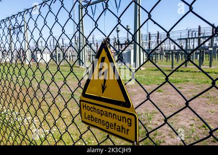 Sottostazione dell'impianto di stoccaggio a pompa di Niederwartha a Dresda Foto Stock