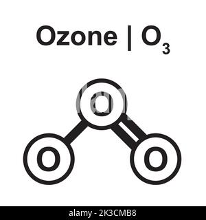 Modello molecolare della molecola di ozono (O3). Illustrazione vettoriale. Illustrazione Vettoriale