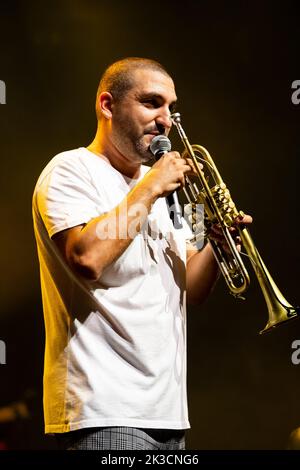 Ibrahim Maalouf si esibisce al Montreux Jazz Festival, il 14 luglio 2022, a Montreux, in Svizzera. Foto di Loona/ABACAPRESS.COM Foto Stock