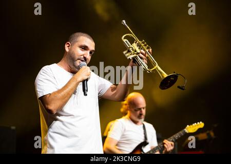 Ibrahim Maalouf si esibisce al Montreux Jazz Festival, il 14 luglio 2022, a Montreux, in Svizzera. Foto di Loona/ABACAPRESS.COM Foto Stock