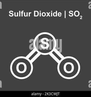 Modello molecolare della molecola di anidride solforosa (SO2). Illustrazione vettoriale. Illustrazione Vettoriale