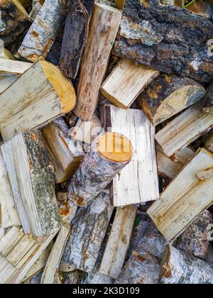 legna da ardere - pezzi di betulla Foto Stock
