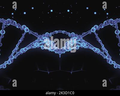 Struttura della molecola di DNA su sfondo scuro, resa 3D Foto Stock