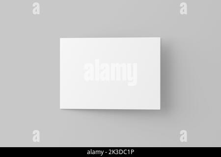 A4 A5 A6 Invitation Card piegata in orizzontale con busta 3D Mockup bianco rendering Foto Stock