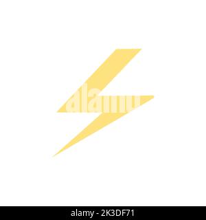 Icona del fulmine in stile cartoon piatto. Illustrazione vettoriale del simbolo thunderbolt, delle condizioni meteorologiche, dei segni di forza, della velocità, del movimento. Illustrazione Vettoriale