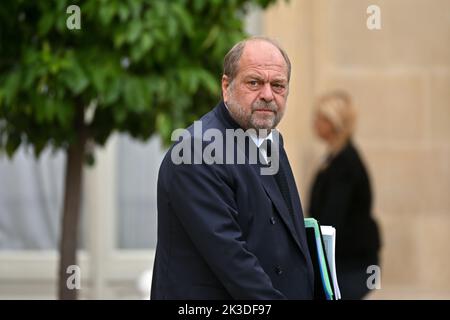 Consiglio dei ministri. Eric DUPOND-MORETTI Custode dei sigilli, Ministro della Giustizia. L'Elysee Palace di Parigi, Francia, il 26 settembre 2022. (Foto di Lionel Urman/Sipa USA). Foto Stock