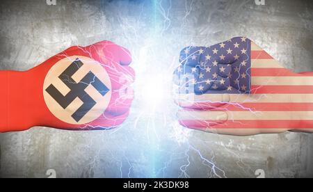 Germania nazista vs USA. Rendering 3D Foto Stock