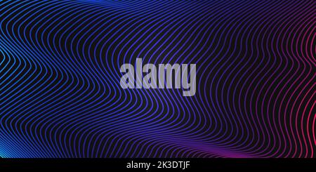 Rappresentazione 3D astratta di una superficie liscia con linee di gradiente luminose. Elegante motivo geometrico. La tecnologia digitale. Sfondo moderno a righe Foto Stock