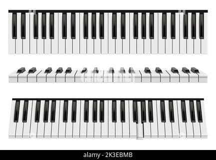 Tastiere per pianoforte. Strumento realistico per musica classica tastiera verticale decente vettoriale in bianco e nero Illustrazione Vettoriale