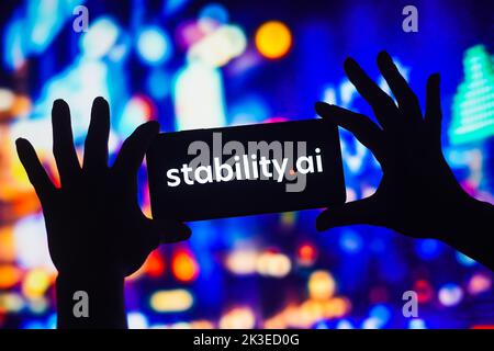 Brasile. 26th Set, 2022. In questa immagine, il logo Stable Diffusion (Stability ai) visualizzato sullo smartphone. (Foto di Rafael Henrique/SOPA Images/Sipa USA) Credit: Sipa USA/Alamy Live News Foto Stock