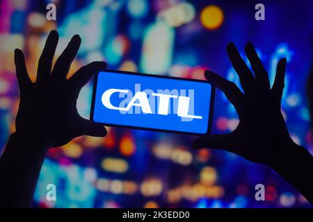 Brasile. 26th Set, 2022. In questa illustrazione, il logo CATL (Contemporary Amperex Technology Co Limited) visualizzato su uno smartphone. (Foto di Rafael Henrique/SOPA Images/Sipa USA) Credit: Sipa USA/Alamy Live News Foto Stock