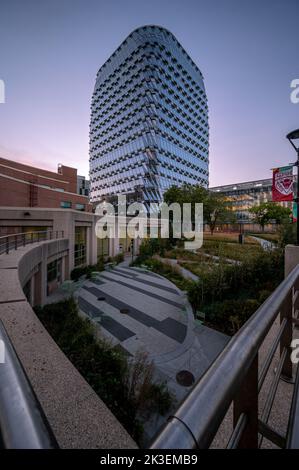 Calgary, Alberta - 25 settembre 2022: Esterno della nuova MacKimmie Tower nel campus dell'Università di Calgary. Foto Stock