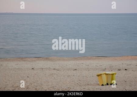 Plaża na Wyspa Sobieszewska, Morze Bałtyckie – Spiaggia sull'isola di Gdańsk Sobieszewo sul Mar Baltico Foto Stock