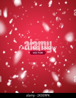 Sfondo nevoso invernale. Caduta realistica fiocchi bianchi lanuginosi di neve. Illustrazione vettoriale Illustrazione Vettoriale