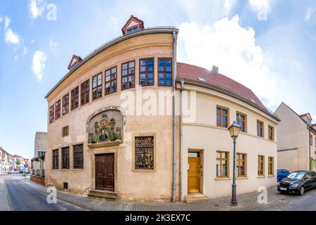 Casa natale di Martin Luther, Lutherstadt, Eisleben, Germania Foto Stock