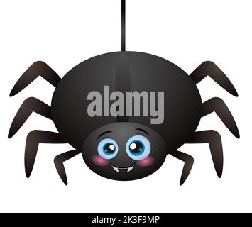 Cute Spider appeso su ciottoli. Carattere di Halloween - vettore Illustrazione Vettoriale