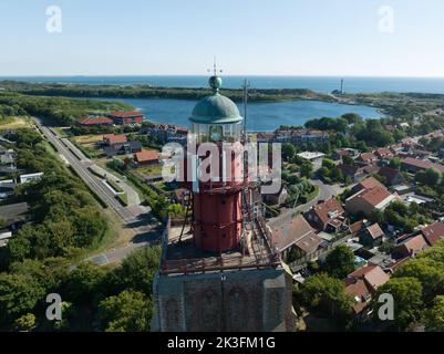 Il faro di Westkapelle , soprannominato Westkapelle Hoog , Hoge licht o Zuiderhoofd è il più grande faro di Westkapelle, Zeeland Walcheren Foto Stock