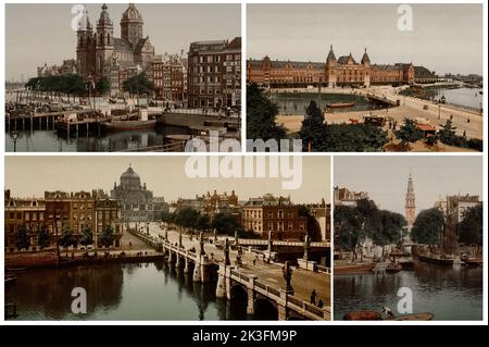 Amsterdam (Olanda) alla fine degli anni '1800s e all'inizio degli anni '1900s Foto Stock