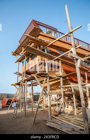 Fabbrica di Dhow-building, sur, Oman Foto Stock