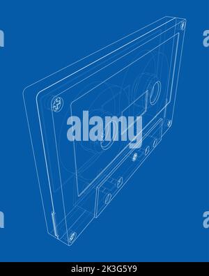 Nastro a cassetta. Rappresentazione vettoriale di 3D Illustrazione Vettoriale