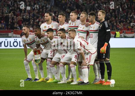 Budapest, Ungheria, 26 settembre 2022, squadra (Ungheria) durante la partita della UEFA 'Nations League 2022-2023' tra Ungheria 0-2 Italia alla Puskas Arena il 26 settembre 2022 a Budapest, Ungheria. Credit: Maurizio Borsari/AFLO/Alamy Live News Foto Stock