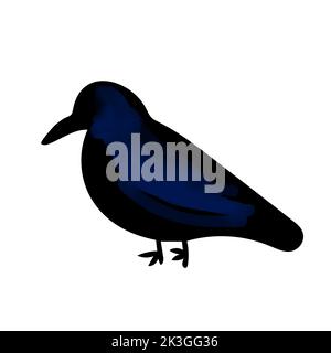 Illustrazione corvo nera isolata su sfondo bianco Illustrazione Vettoriale