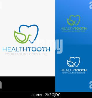 logo creativo per dentale modello colore verde e blu con vettore di colore alternativo Illustrazione Vettoriale