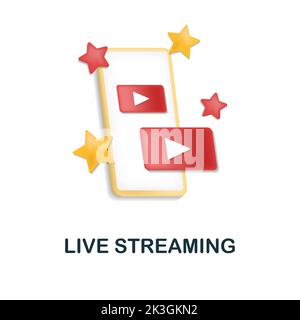 Icona Live Streaming. 3d illustrazione dalla raccolta di content marketing. Icona Creative Live Streaming 3D per web design, modelli, infografiche e. Illustrazione Vettoriale