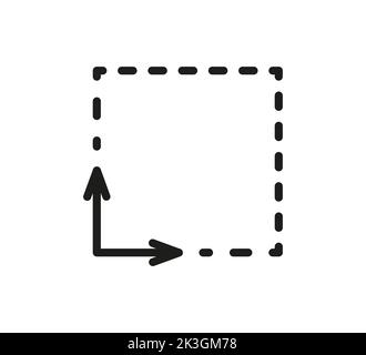 Icona di area quadrata. Segno degli assi delle coordinate. Sistema di coordinate icona del grafico matematico piatto. Misurazione dell'area del terreno. Posizionare il pittogramma della dimensione. Contorno vettoriale Illustrazione Vettoriale