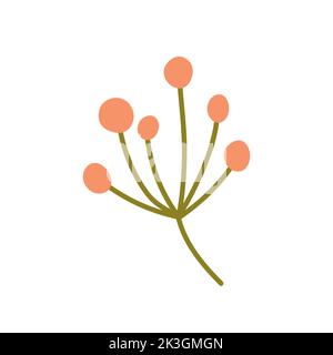 Ramificazione con bacche isolate su fondo bianco. Illustrazione vettoriale in stile piatto disegnato a mano. Perfetto per carte, logo, decorazioni, disegni vari. Illustrazione Vettoriale