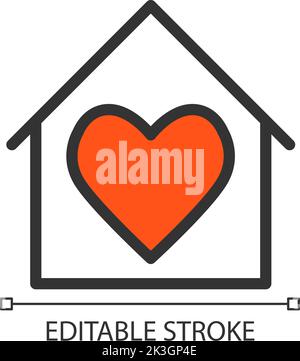 Ambiente di lavoro a casa pixel Perfect RGB icona colore Illustrazione Vettoriale