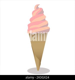 Gelato appetitoso in un cono di fragola Foto Stock