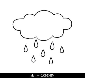 Vettore disegnata a mano doodle schizzo pioggia nuvola isolata su sfondo bianco Illustrazione Vettoriale