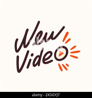 Nuovo adesivo video per i social media, creando un blog o un'illustrazione piatta vettoriale vlog. Set di icone dei cartoni animati per la creazione di contenuti Internet Illustrazione Vettoriale