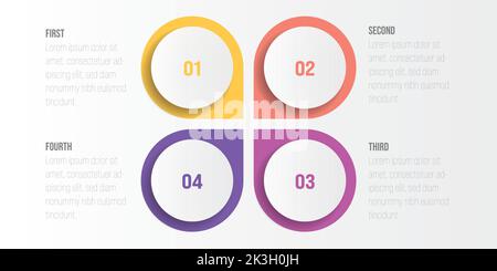 diagramma infografico moderno di processo a 4 fasi Illustrazione Vettoriale