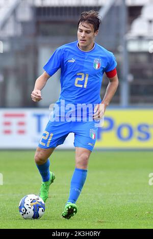 Castel di Sangro, Abruzzo. 26th Set, 2022. Nicolo Fagioli d'Italia durante l'amichevole U21 Italia-Giappone Teofilo Patini stadio a Castel di Sangro, 26th settembre 2022 (Foto di credito AllShotLive/Sipa USA) Credit: Sipa USA/Alamy Live News Foto Stock