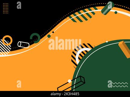 Disegno fluido astratto 3D elementi geometrici decorazione sfondo disegno piano. Illustrazione grafica vettoriale Illustrazione Vettoriale