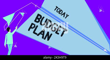 Visualizzazione concettuale piano di bilancio. Parola per la programmazione finanziaria per un periodo di tempo definito di solito anno Foto Stock